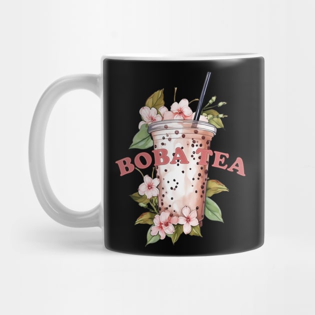 BOBA TEA - Bubble tea - flowers and boba by OurCCDesign